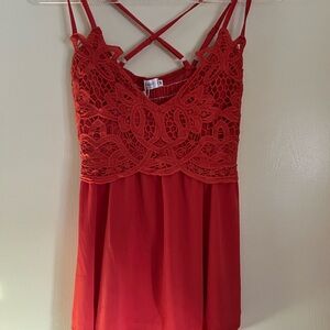 Elegant DEEP coral (almost dark Orange) Lace Women’s Top